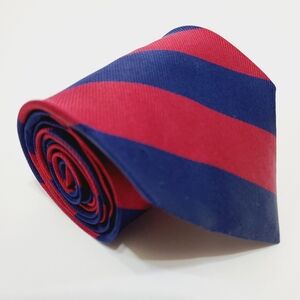 Andrew Scott Necktie Red & Blue Stripe Pattern Men's Silk Neck Tie Repp Fabric
